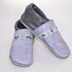 Gr. 28/29 Jeansblau/Grau glänzend mit Waldtiere Band UNIKAT
