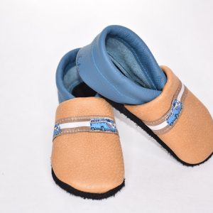 Gr. 23/24 Beige Rustikal/Blau mit Bulli Band UNIKAT