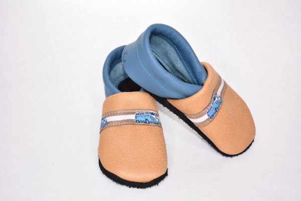 Gr. 23/24 Beige Rustikal/Blau mit Bulli Band UNIKAT