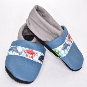 Gr. 23/24 Blau/Hellgrau mit Meerestiere Band