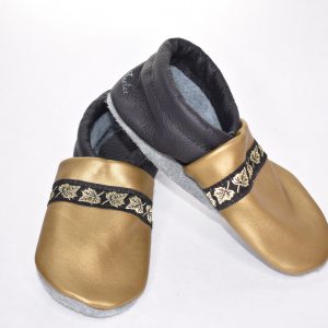 Gr. 26/27 Gold/Schwarz mit Blätter Band UNIKAT