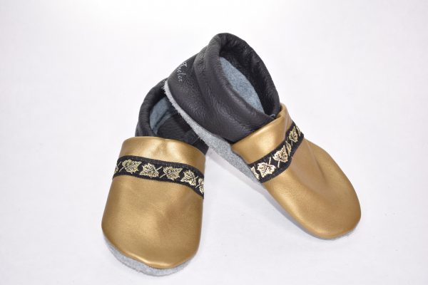 Gr. 26/27 Gold/Schwarz mit Blätter Band UNIKAT
