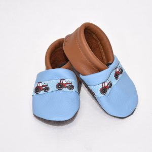 Gr. 18/19 Hellblau/Braun mit Traktor Band