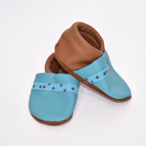 Gr. 18/19 Türkis/Braun mit Punkte Band