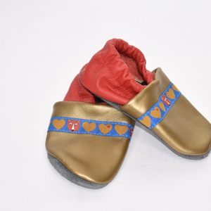 Gr. 22/23 Gold/Rot mit Bär Herz Band UNIKAT