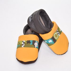 Gr. 22/23 Senfgelb/Dunkelbrau mit Tiere am See Band