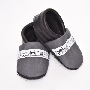 Gr. 23/24 Dunkelgrau/Schwarz mit Katzen Band