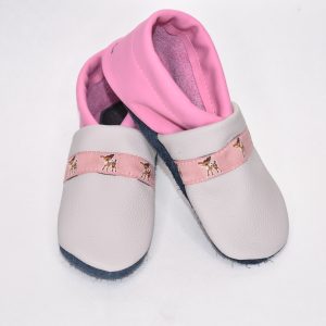 Gr. 26/27 Hellgrau/Rosa mit Rehlein Band