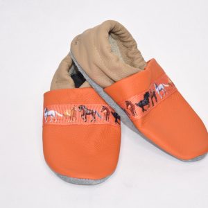 Gr. 28/29 Orange/Hellbraun mit Pferde Band UNIKAT