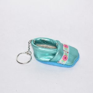 Schlüsselanhänger Blumen Aqua metallic