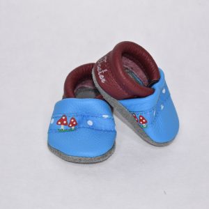 T&uuml;rkis Dunkelrot mit Fliegenpilze Band