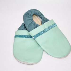 Gr. 34/35 Mintgrün/Petrol mit Glitzer Band UNIKAT