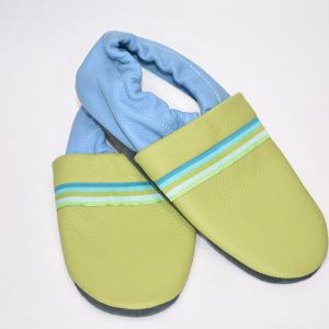 Gr. 35/36 Apfelgrün/Hellblau mit Streifen Band