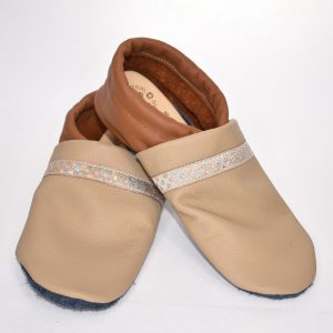 Gr. 38/39 Hellbraun/Braun mit Glitzer Punkte Band