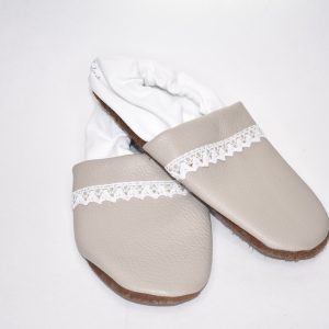 Gr. 39/40 Beige/Weiß mit Spitze UNIKAT