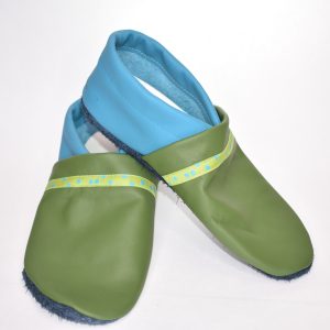 Gr. 39/40 Dunkelgr&uuml;n/T&uuml;rkis mit Punkte Band