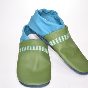 Gr. 40/41 Dunkelgr&uuml;n/T&uuml;rkis mit Streifen Band