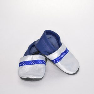 Gr. 18/19 Silber/Blau mit Punkte Band UNIKAT