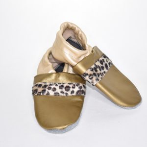 Gr. 28/29 Gold/Beige metallic mit Plüsch Animal Band UNIKAT