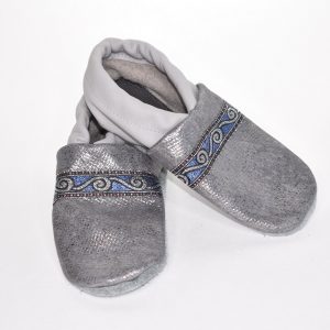 Gr. 28/29 Grau metallic/Hellgrau mit Glitzer Band UNIKAT
