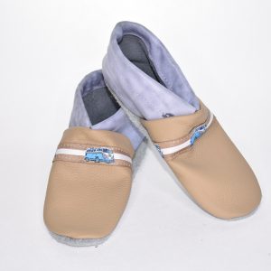 Gr. 28/29 Hellbraun/Jeansblau mit Bulli Bus Band UNIKAT